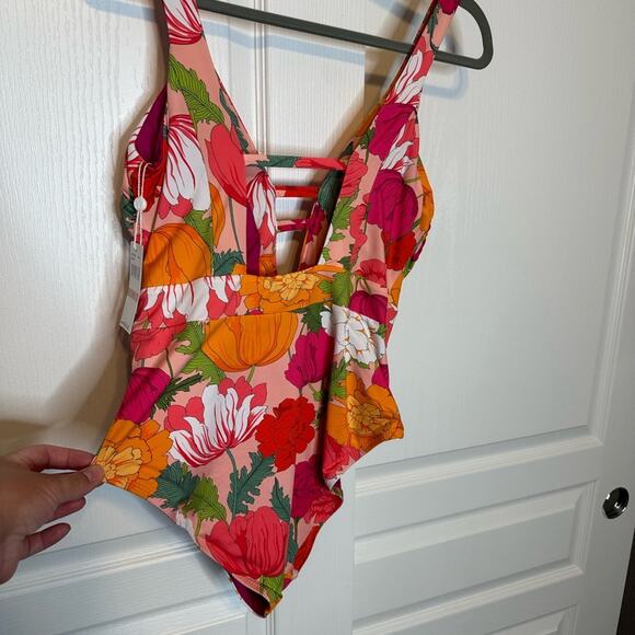 NWT Trina Turk Floral One Piece Swimsuit - Pink, Orange, Green - Picture 3 of 4